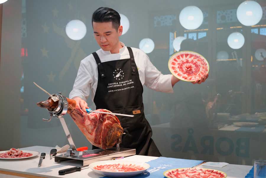 cortador de jamón en Shanghái, China