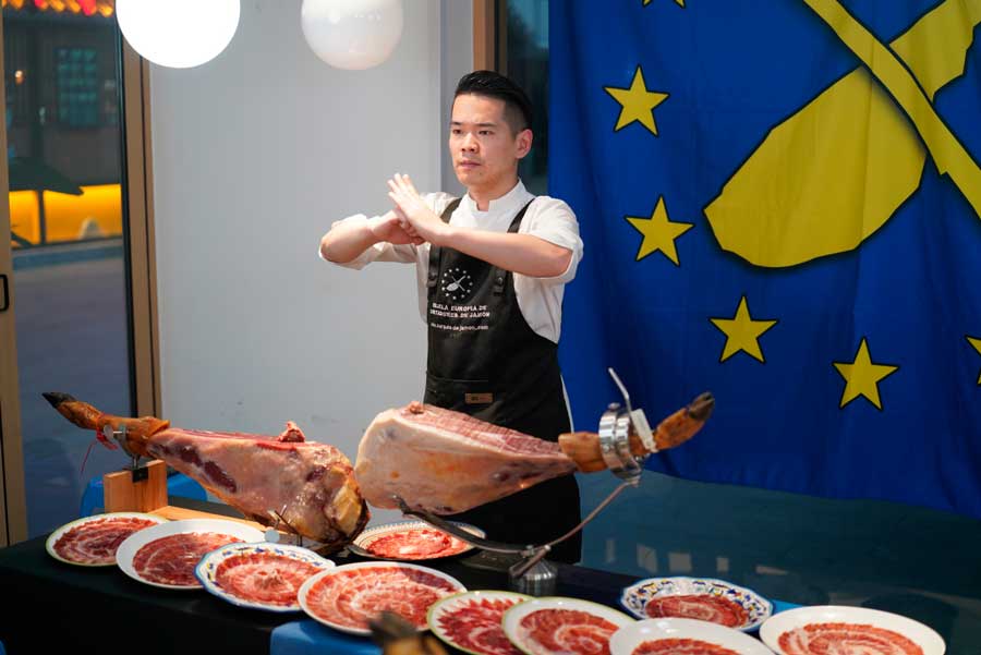 cortador de jamón en Shanghái, China