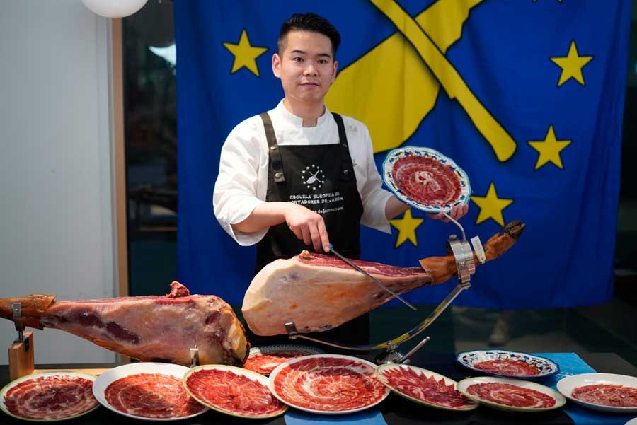 cortador de jamón en Shanghái, China